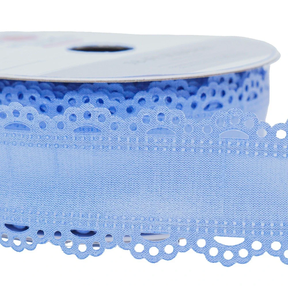 My Texas House Blue Scalloped Ribbon 18ft Eyelet Americana Decor‎